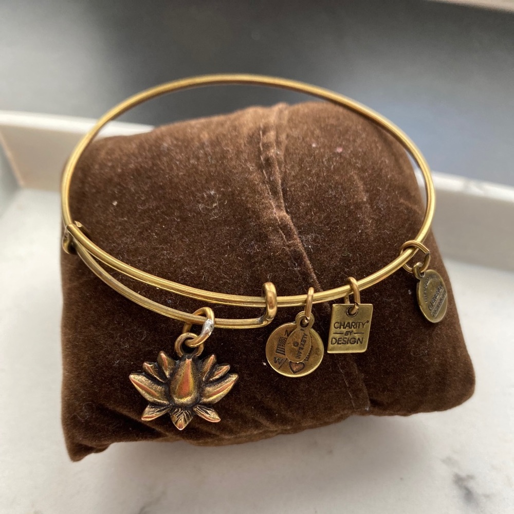 Authentic Alex & Ani Lotus Blossom Charm Bangle